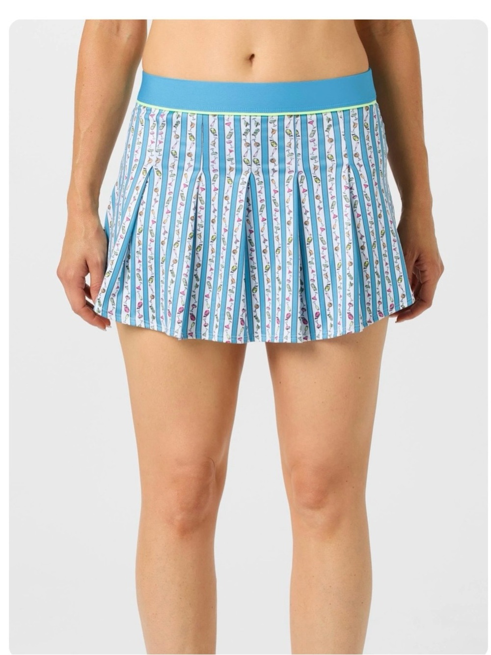Lucky in Love Blue and White Striped Pleated Mini Skirt